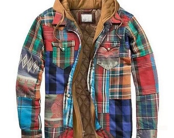 Patchwork colorful Mens jacket coat cloth warm new creative quality jacket Gift