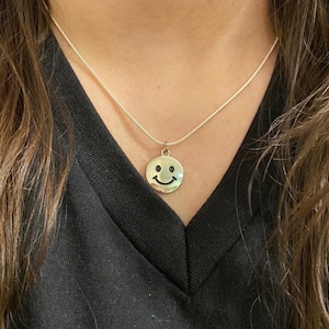 Handmade Smiley Face Silver Necklace
