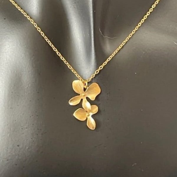Gold  Filled orchid necklace