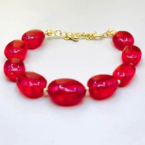 Signature Collection, Irregular sizes and shapes of Beautiful Red Ruby Beads Bracelet