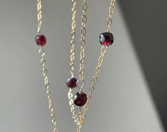 Garnet Squares Necklace