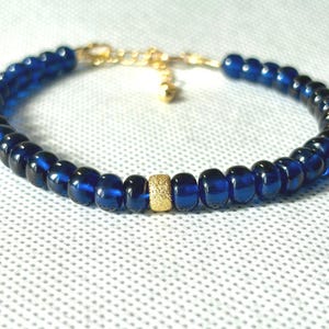 Natural AAA Royal Blue Sapphire and Gold Filled,  Beaded Bracelet - Signature Collection, Unisex.