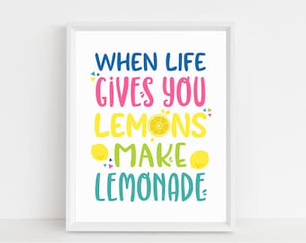 When Life Gives you Lemons Art Print, Lemonade Stand Instant Download Kids Decor Printable