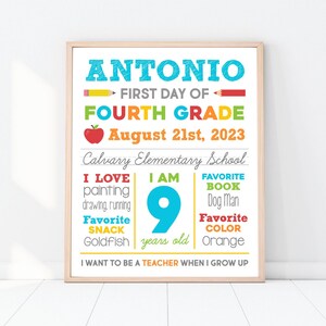 First Day of School Whiteboard Sign - 1st Day of School - Milestone School Years. Personalized and Digital Back to School Print. *ANY GRADE*