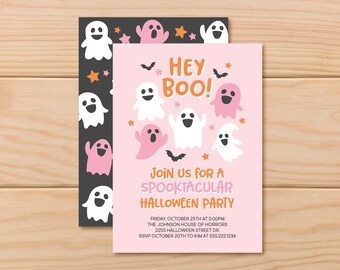 Halloween Party Invitation. Spooky Ghosts Birthday Party Invitation. “Hey Boo” (Digital Invites or Printed)