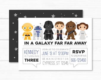 Star Wars Invitation. Galaxy Birthday Party Personalized. Printable Digital Invites or Printed Service