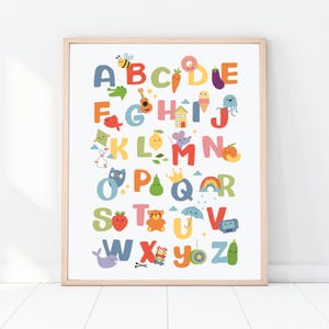 ABC Art Print, Alphabet Wall Art, ABC’s Fun Educational Printable Poster