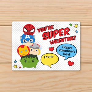 Super Heroes Valentines Cards - Avengers Inspired Printable Classroom Exchange Gift Card - Valentines Cookie Tag.