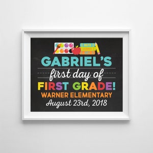 First Day of School Chalkboard Sign. 1st Day of School Sign. Personalized Chalkboard Digital Back to School Print. *ANY GRADE*