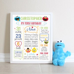 First Birthday Party Milestone Sign. Printable Poster Party Decor. Monsters Rainbow Party