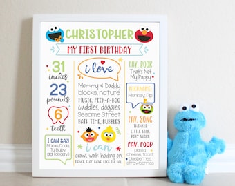 First Birthday Party Milestone Sign. Printable Poster Party Decor. Monsters Rainbow Party