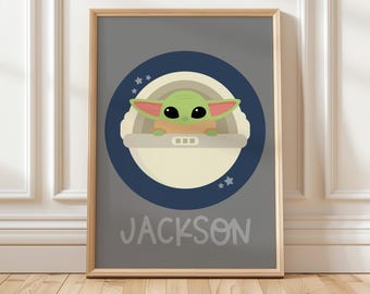 Star Wars Art Print. Personalized Name Sign. Spaceship Kids Decor Wall Art (Digital Download)