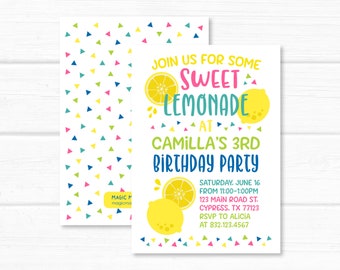 Lemonade Stand Invitation. Spring Sweet Lemons Birthday Party Personalized. Printable Digital Invites or Printed Service