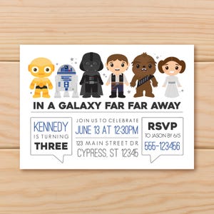 Galaxy-uitnodiging. Star Wars-verjaardag, Outer Space Party gepersonaliseerd (digitale of gedrukte service)