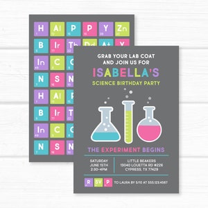 Scientist Birthday Invitation. Mad Science Experiments Birthday Party Personalized. Scientist Printable Digital Invites or Printed