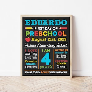 First Day of School Chalkboard Sign - 1st Day of School - Milestone School Years. Personalized and Digital Back to School Print. *ANY GRADE*