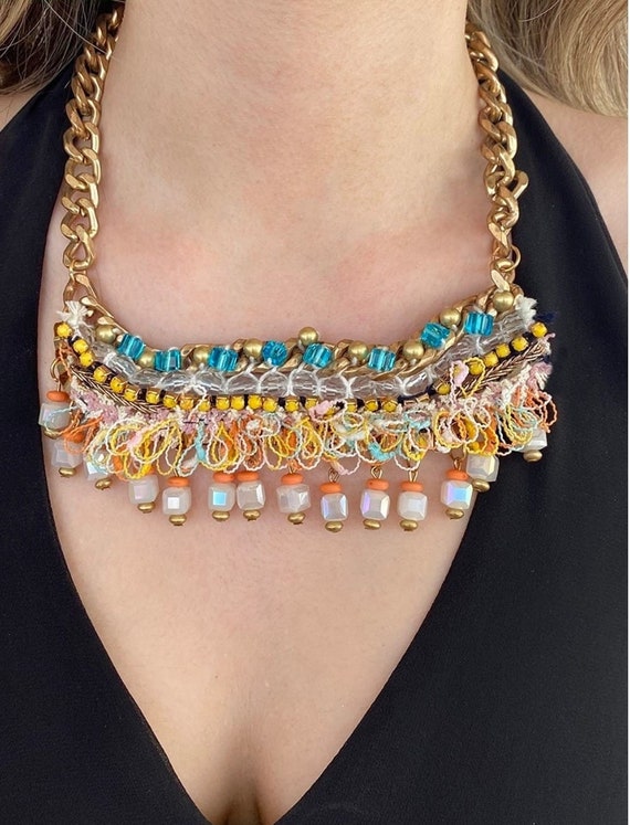Chain Bead Necklace Statement Necklace for Women Chunky Etsy