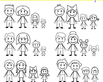 Stick Figure Family SVG and Stick Family png clipart. Stick Family for cricut. Stick figure kids SVG clipart. Stick figure parents SVG