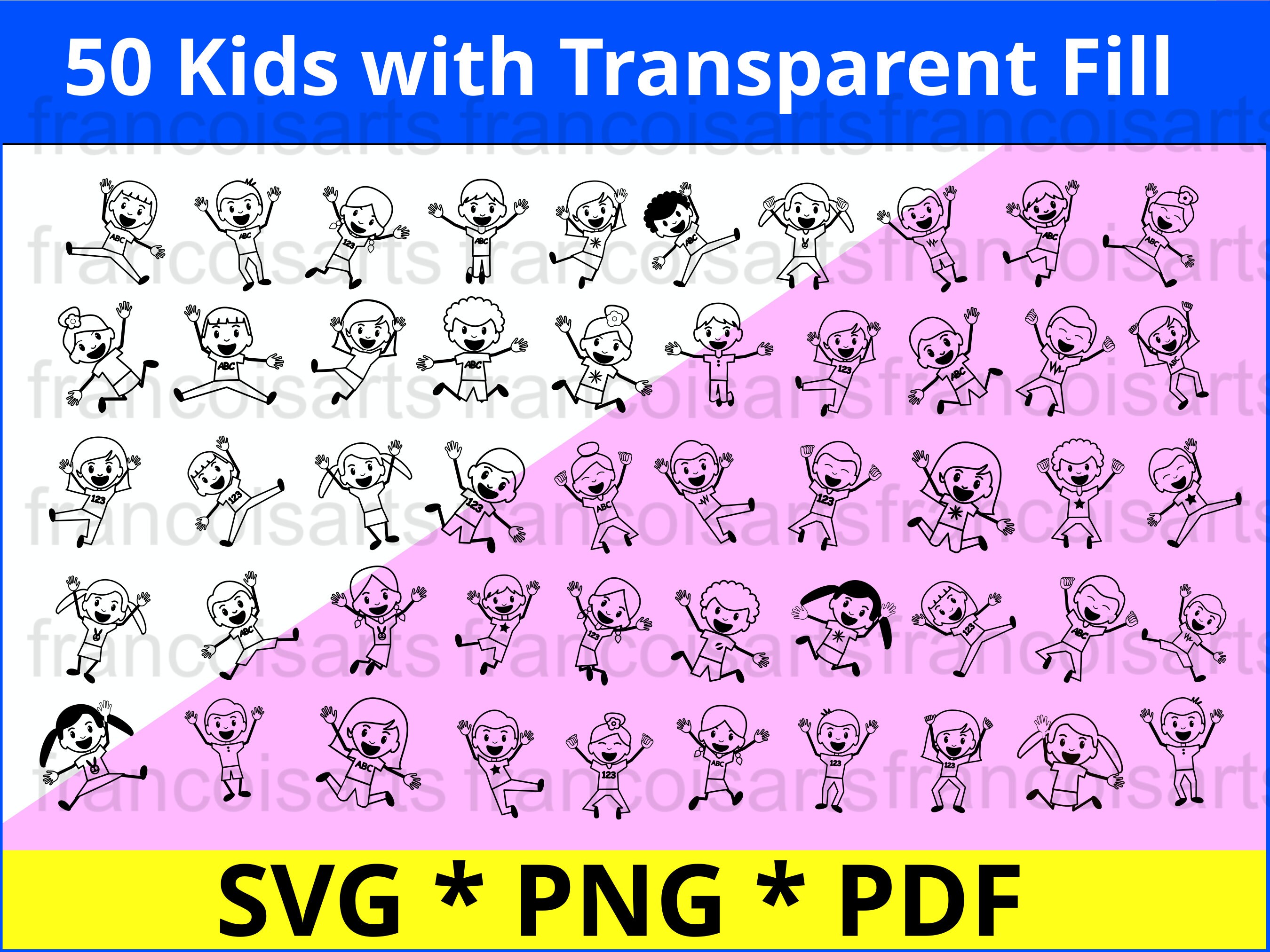Happy Stick Figure Kids Svg Png Pdf Jpg, Happy Stick Figure Kids for ...