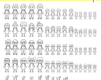 Stick Figure familie clipart: SVG, png-bestanden voor de Cricut (digitale download)