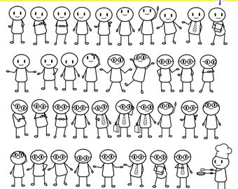 Stokcijfers clipartbundel, familie SVG png pdf (digitale download)