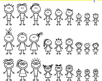 Stick Figure familie SVG-clipart, 120 ontwerpen (digitale download)