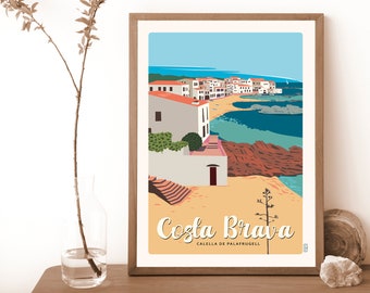 Mediterranean, Costa Brava, beach picture, white houses, fisher's town, blue sea.