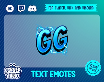 GG blue thunder Twitch, Discord & Kick text emote for streaming or gaming