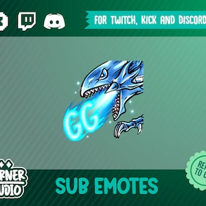 GG ブルーアイズドラゴン Twitch、Discord、Kick テキストエモート (ストリーミングやゲーム用)