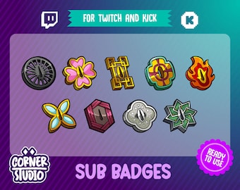 9x Hashira Demon Sword Twitch & Kick badges for streaming or gaming