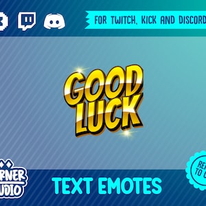 Powodzenia! Złoty tekst emotki Twitch, Discord i Kick do streamowania lub grania