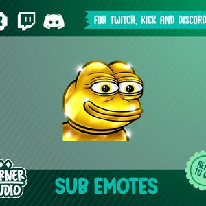Goldene Pepe Twitch, Discord & Kick Emotes für's Streamen oder Spielen
