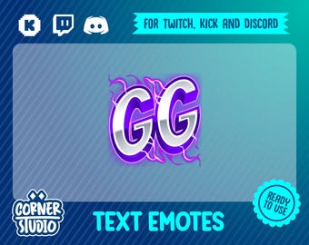 GG purple thunder Twitch, Discord & Kick text emote for streaming or gaming