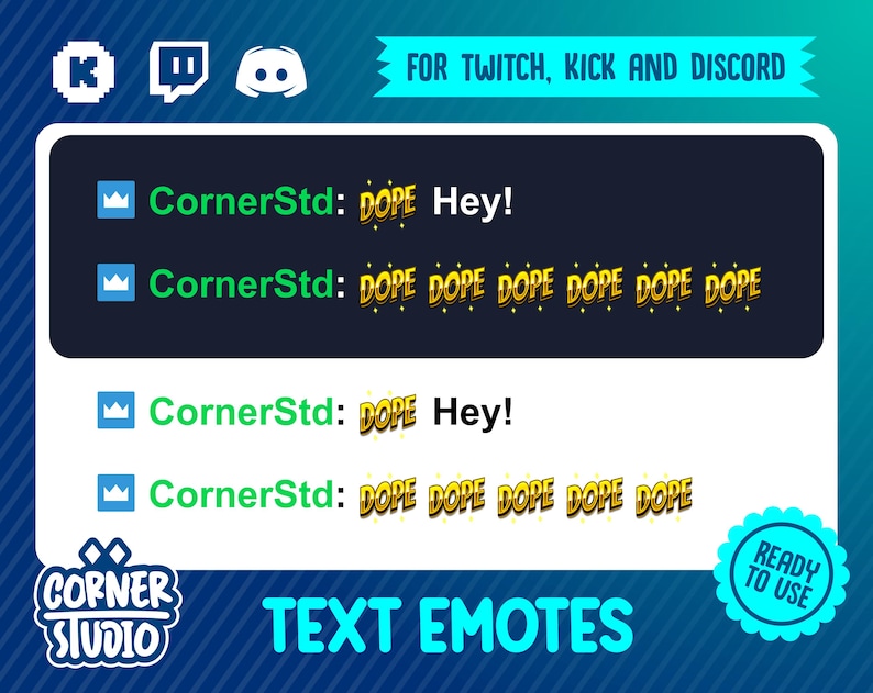 Dope Gold Twitch, Discord & Kick Text Emote for Streaming or Gaming Etsy
