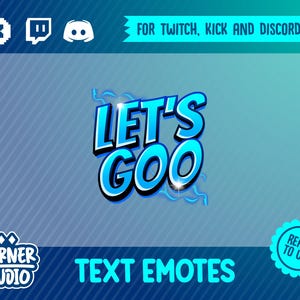 Let&#39;s Go blue Donner Twitch, Discord & Kick Text Emote für´s Streamen oder Spielen