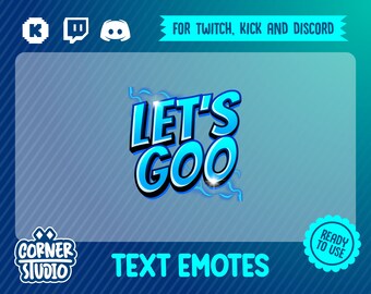Let's Go blue thunder Twitch, Discord & Kick text emote for streaming or gaming