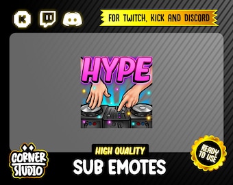 Hype DJ Twitch, Discord & Kick emotes for streaming or gaming