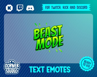 Beast mode Twitch, Discord & Kick text emote for streaming or gaming