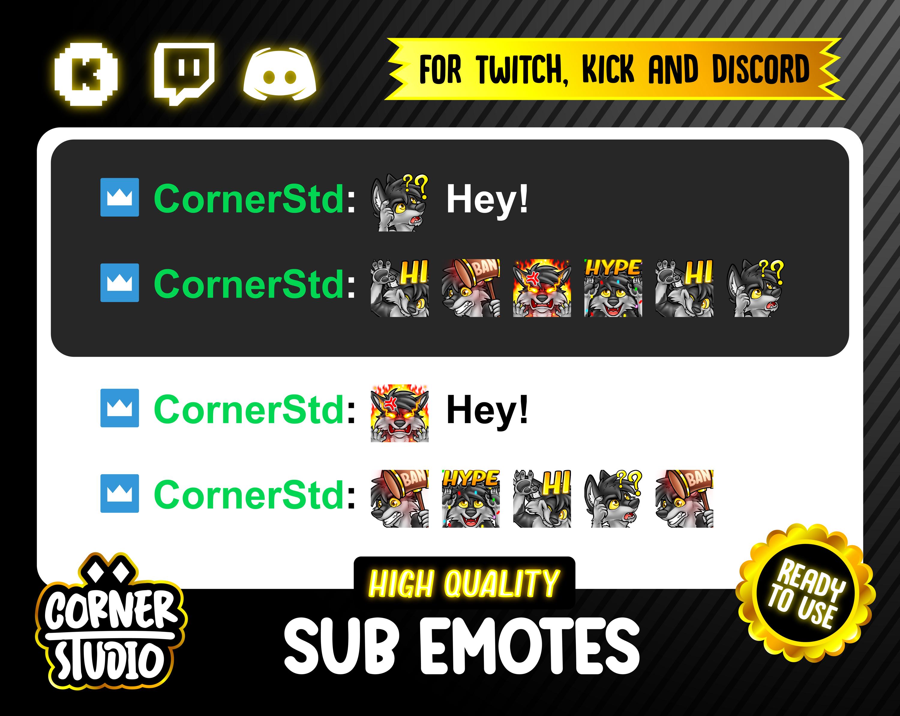 ストリーミングやゲーム用の狼の毛皮のTwitch、Discord、キックのエモート - Etsy 日本