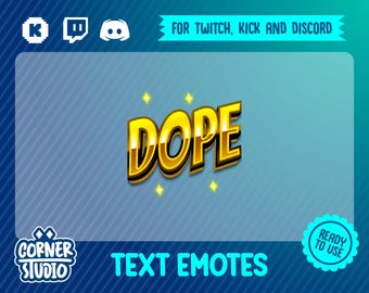 Dope gold Twitch, Discord & Kick text emote for streaming or gaming