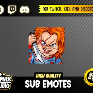 Chucky horror doll Twitch, Discord & Kick emotes for streaming or gaming