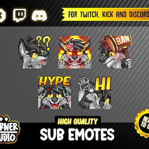 Wilcze futro Twitch, Discord i Kick emotikony do streamingu lub gier