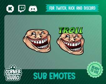 Troll meme Twitch, Discord and Kick emotes for streaming or gaming