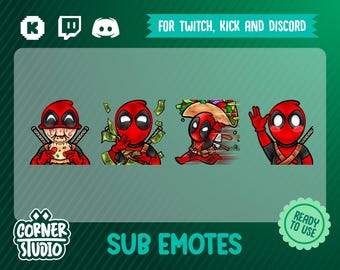 4x deadpool Twitch, Discord & Kick emotes for streaming or gaming