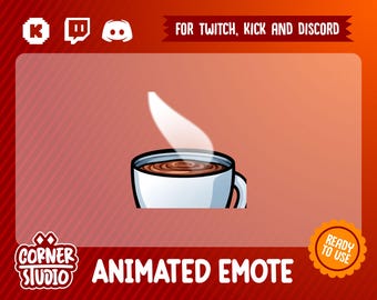 Coffee GIF Twitch, Discord & Kick Animated emote for streaming or gaming