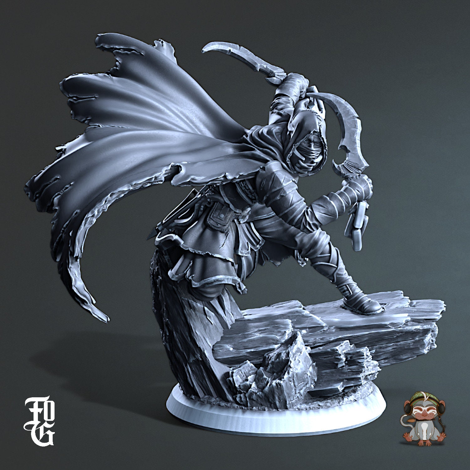 Drow Thief Assassin Miniature 3D Print for Fantasy Tabletop RPG, DnD and Dungeons and Dragons 3D Print | Flesh of Gods | 28mm | 32mm | 72mm