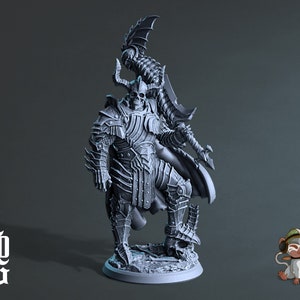 Half Demon Fighter DnD Miniature 3D Print for painting, Dungeons and Dragons Tabletop RPG | Flesh of Gods | 28mm | 32mm | 72mm