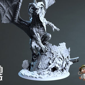 Black Dragon DnD Miniature 3D Print for painting, Dungeons and Dragons Tabletop RPG | Flesh of Gods | 28mm | 32mm | 72mm