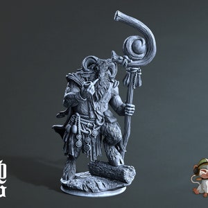 Goatfolk Wizard DnD Miniature 3D Print for painting, Dungeons and Dragons Tabletop RPG | Flesh of Gods | 28mm | 32mm | 72mm