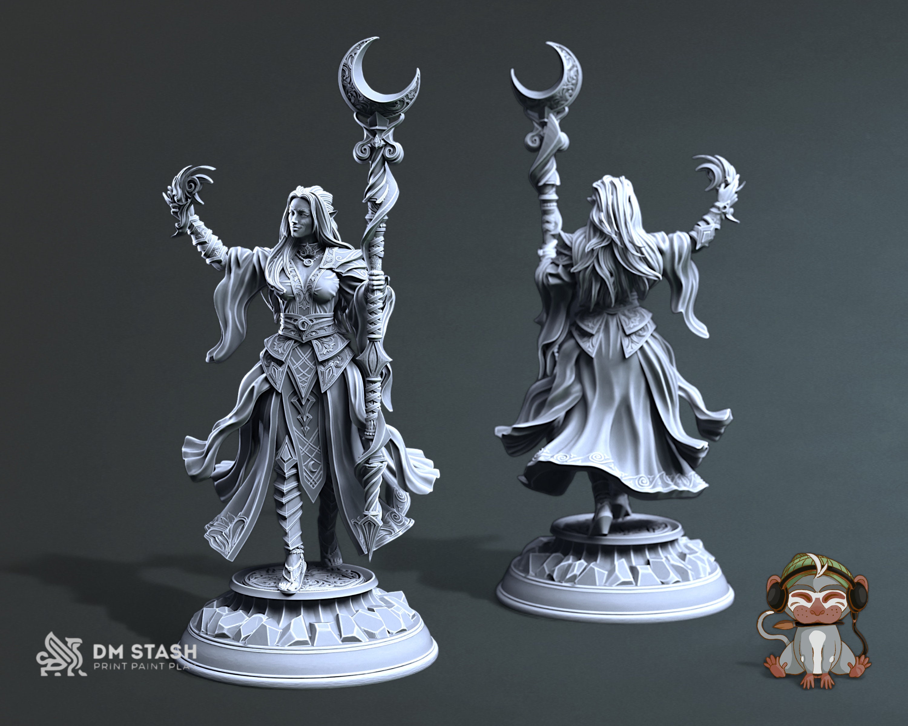 Kadna, Drow Sorcerer Witch DnD Miniature, High Quality Dungeons and Dragons 3D Print | DM Stash | 28mm | 32mm | 72mm